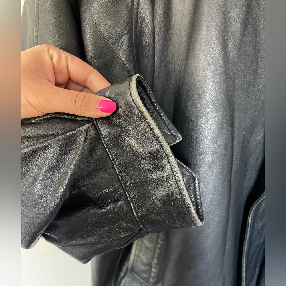Vintage Mens Leather Jacket XL Black Biker Zip 90s Y2k - Picture 12 of 13